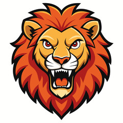 Naklejka premium Fierce Cartoon Lion Head Mascot Illustration.
