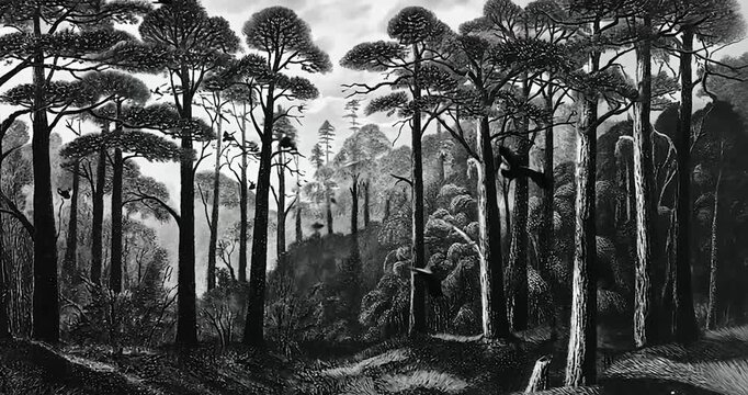Gray scale forest landscape