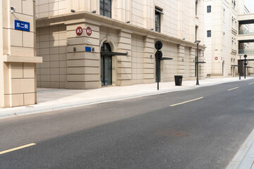 empty road with traditional buildings