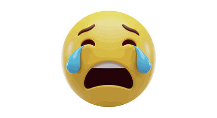 Obraz premium Crying emoji with tears and sad expression on white background