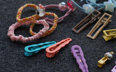 various hair clips are lying around.
