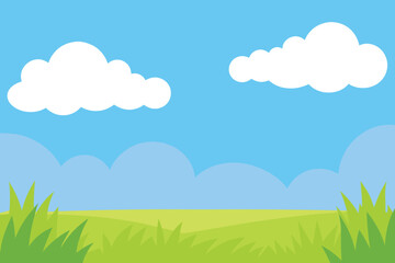 Obraz premium Beautiful blue sky with cloud and green field 