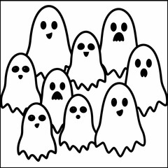 A vector of ghost set outline Illustration
