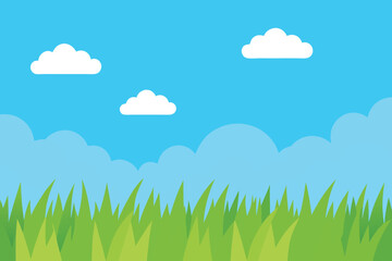 Obraz premium Beautiful blue sky with cloud and green field 