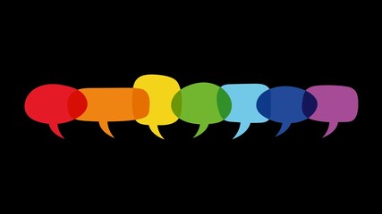 Animated Rainbow Speech Bubbles on Transparent Background, Colorful Chat Icon, Social Media Dialogue Motion Graphic, Vibrant Communication Concept, Minimalistic Talking Symbol Animation. - Powered by Adobe