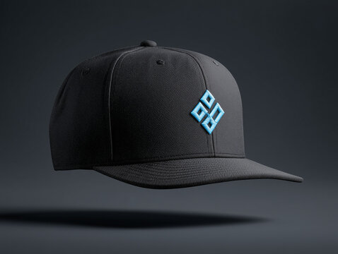 Snapback hat mockup with embroidered logo