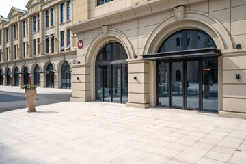 empty road with traditional buildings