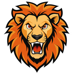 Obraz premium Fierce Cartoon Lion Head Mascot Illustration.