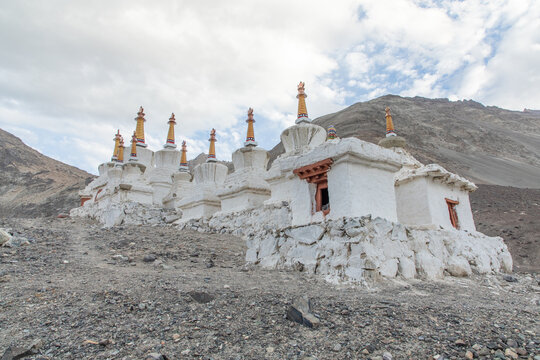 Stupas in Diskit showcasing Himalayan spirituality