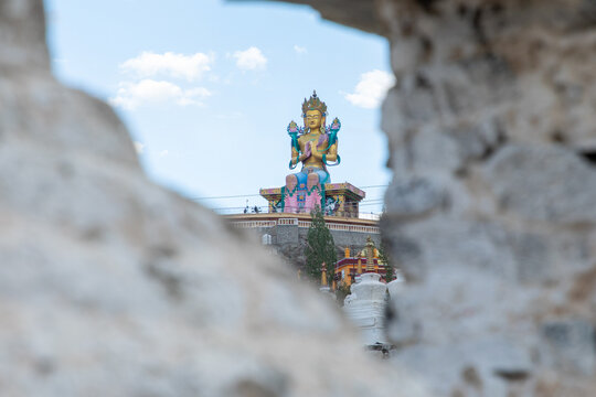 Diskit monastery and Buddha statue in Nubra Valley
