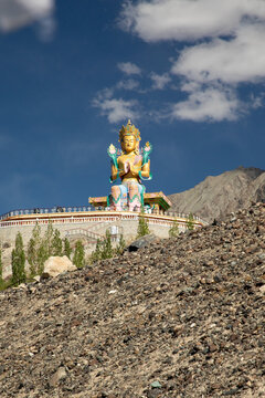 Majestic Buddha statue at Diskit Monastery in Nubra Valley