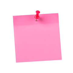 Pink Sticky Note with Pink Pushpin Isolated on transparent Background. Pink sticky post it note with Pink pushpin. isolated on white or transparent background. PNG