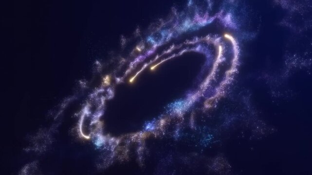 Abstract oval shape of shimmering particles