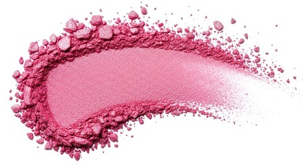 A vibrant pink powder makeup swatch with a shimmering texture showcasing a soft cosmetic application on a white background