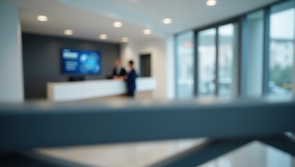 Blurred office lobby reception area interior design modern building business entrance corporate space on transparent background