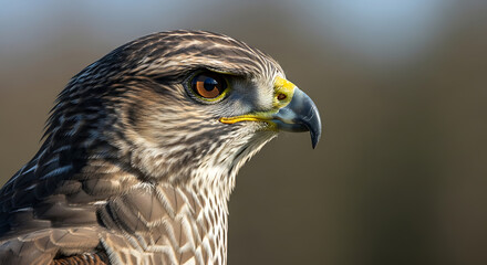 Fototapeta premium Close-up profile of a hawk with intense gaze