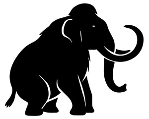 Try to sit mammoth profile silhouette symbol ancient animal vector clip art