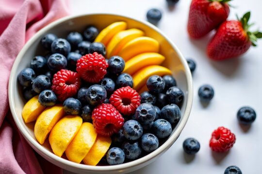 A Vibrant Fruit Bowl Captured from Above with a Stylish Filter Applied
