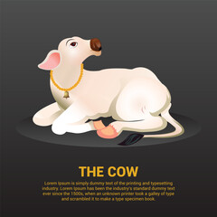 Adorable Cartoon Calf Resting with Gold Necklace
