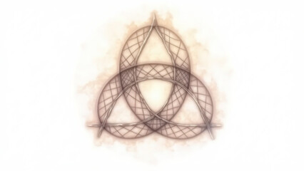 Triquetra. Sign of the Holy Trinity. Symbol of sacred geometry on a white backdrop. Vector-based artwork. watercolour manner.	
