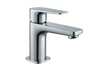 Chrome faucet isolated on transparent background, perfect for design projects related to bathrooms, kitchens, plumbing, and home renovation
