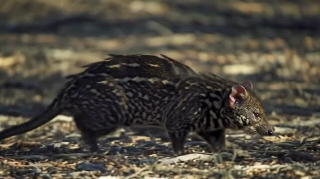 Quoll Walking: Spotted-tailed Quoll Foraging in Natural Habitat Video