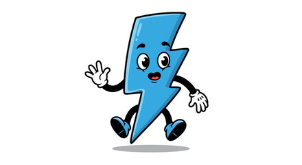 Playful cartoon blue lightning bolt character with expression and motion