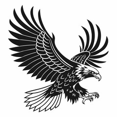 Vector art of a black and white eagle soars through the sky