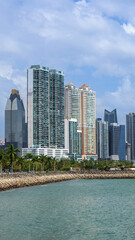 Panoramic view of skyline of Panama City downtown and financial center.