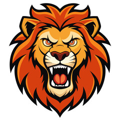 Naklejka premium Fierce Cartoon Lion Head Mascot Illustration.