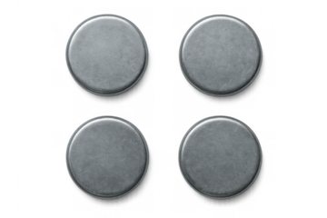 Four brushed metal plates forming a square on a transparent background, ideal for mockups or web design