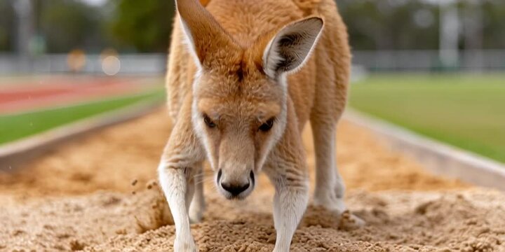 Kangaroo jumping in the long-jump pit