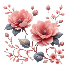 Fototapeta premium Elegant Floral Arrangement with Pink Blossoms and Delicate Foliage