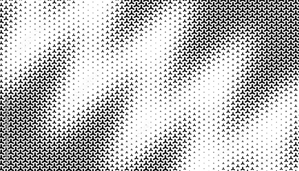 Poster black and white smooth transition halftone pattern with geometric shapes for modern background and j
