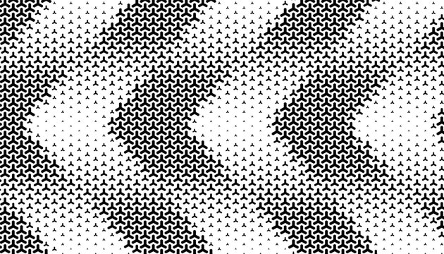 Black and white abstract halftone pattern with geometric shapes for sporty background. Sharp Arrows shape pattern. Vector Format Illustration 