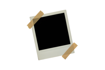 Blank Instant Photo Frame with Tape on Transparent Background