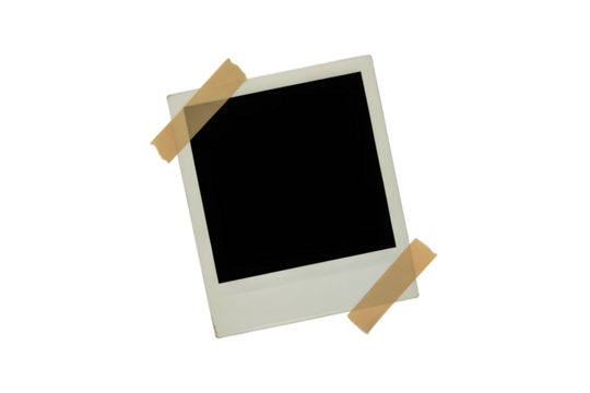 Blank Instant Photo Frame with Tape on Transparent Background