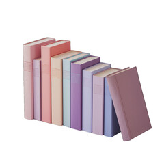 Fototapeta premium Pastel Books Arranged Vertically on Transparent Background, Book Spine Design
