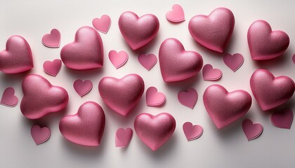 Obraz premium pink hearts on a white background