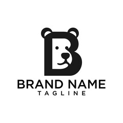 B Bear symbol of strength and resilience shaped into the letter B