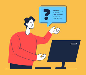 Business people office workers searching information by internet flat simple style isolated concept. Vector flat graphic design illustration