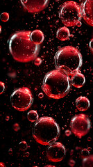 Dark Red Spheres with Water Droplets