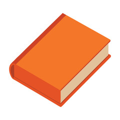 Simple orange hardcover book with white pages shown from an isometric perspective, Orange Hardcover Book Vector Illustration, Closed Isometric Design