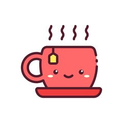 Obraz premium A cute tea cup graphic with steam, perfect for tea shops, cafes, or branding related to warm beverages and friendly designs.