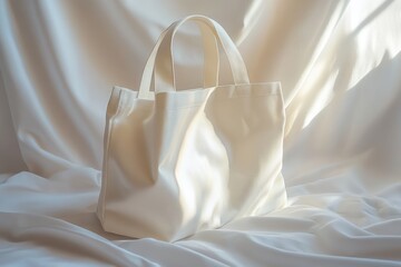 Eco-friendly reusable tote made from natural textured fabric, styled simply against a neutral background. Suitable for visuals promoting green living, ethical fashion, or reusable bag campaigns.