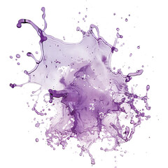 Purple liquid splash frozen in time isolated on transparent background