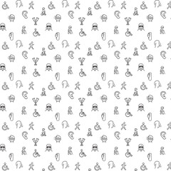 The image is a seamless pattern featuring various disability icons, including wheelchairs, guide dogs, prosthetic legs, hearing aids, sign language symbols, and individuals with visual or cognitive im