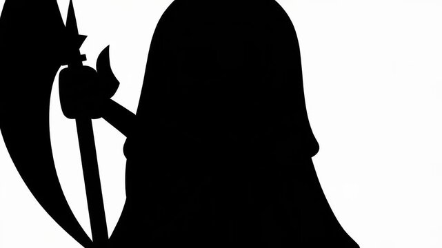 Cartoon Grim Reaper Animation Holding Scythe: Spooky and Cute Halloween Vector