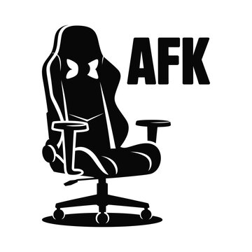 Gaming chair silhouette afk isolated on white background