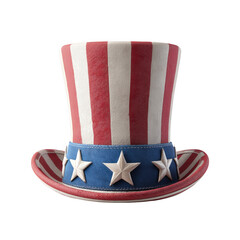 Patriotic uncle sam top hat in red white and blue colors celebrating american independence